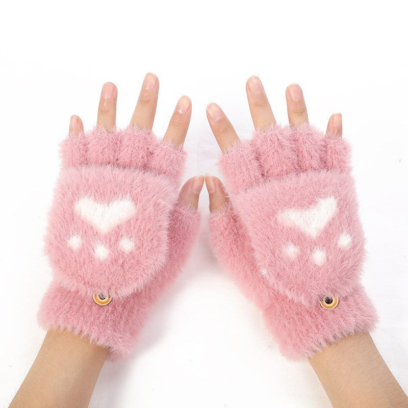 Gants d'hiver tricotés patte de chat