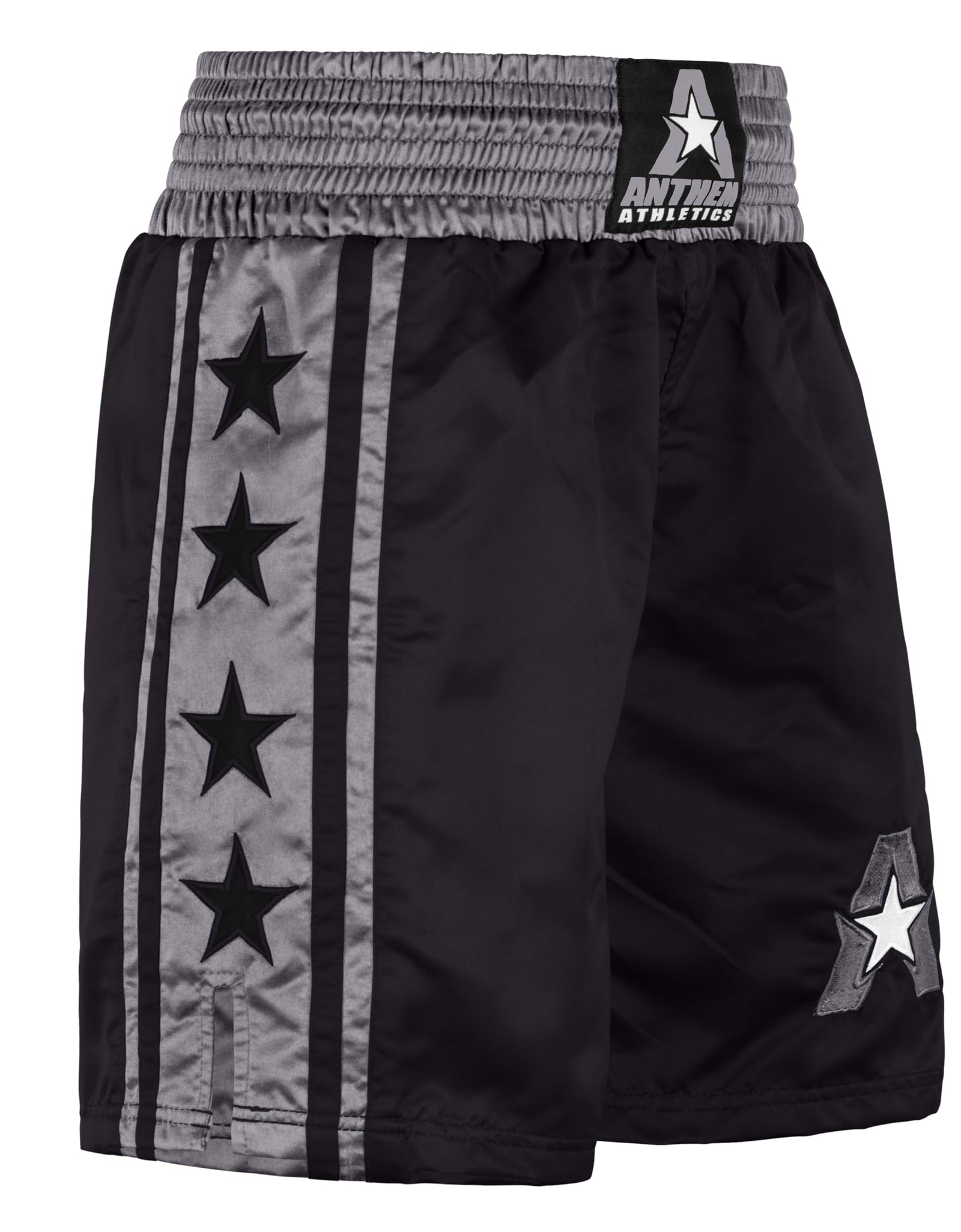 Anthem Athletics Classic Boxing Shorts Men Boxing Shorts Women - Machine Washable Boxing Trunks Boxer Shorts Costume Muay Thai Shorts - Black & Grey - X-Large