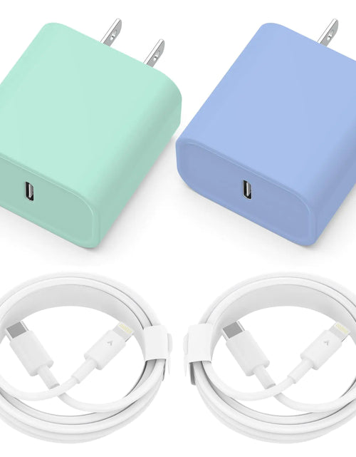 Charger l'image dans la visionneuse de galerie, Chargeur de Téléphone [Certifié MFi] Lot de 2 Adaptateurs Chargeur Mural Rapide USB C PD 20W avec 2 Câbles Type C vers Lightning de 1,8m Compatibles avec Téléphone 14 13 12 11 Pro Max XR XS Xi.Pad (Vert+Bleu)
