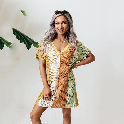 Hollow Out Multi-Color Swimwear Cover-Ups