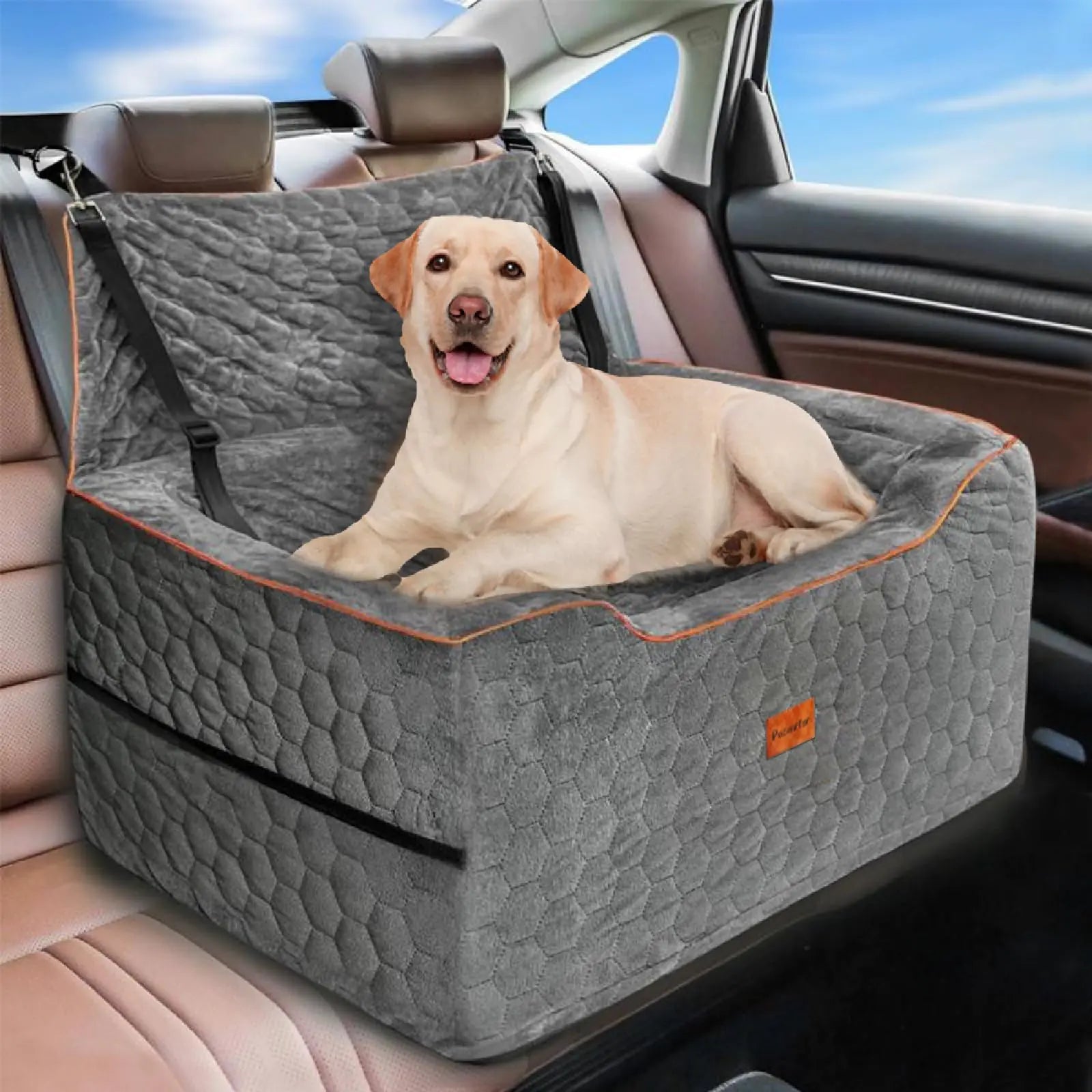 Asiento de coche para perros medianos de menos de 27 kg, cama grande para perros para el asiento trasero del coche, asiento elevador para 2 perros pequeños, asiento de coche portátil para perros, accesorios de viaje para perros