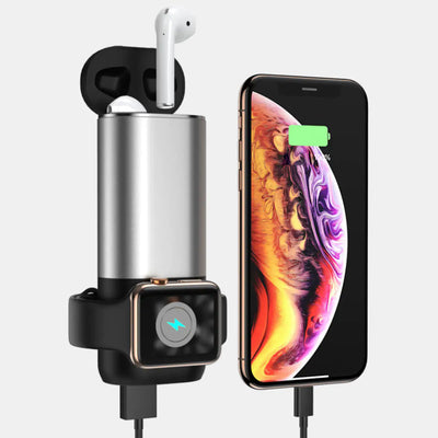 Cargador Inalámbrico Porta 3 en 1 para Apple Watch, Airpods y Teléfono