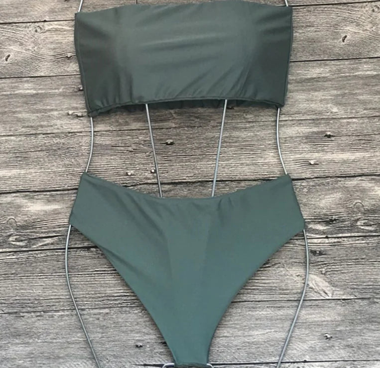 New Sexy Strapless High-Waisted Bikini Swimwear