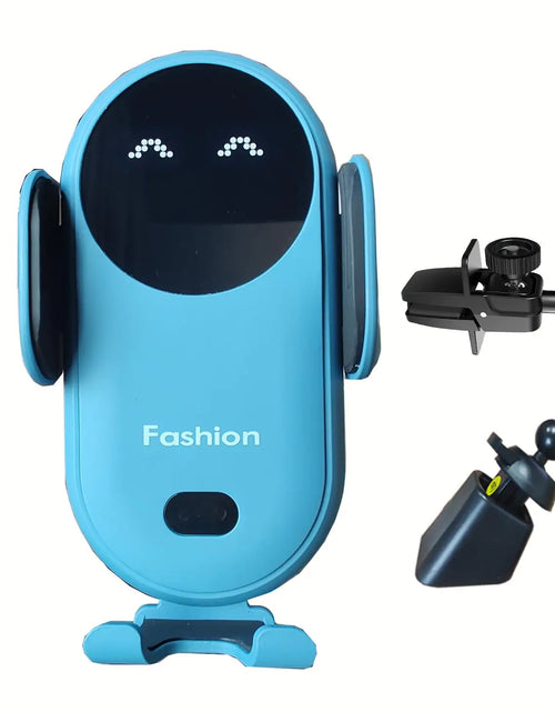 Cargar imagen en el visor de la galería, Soporte cargador inalámbrico para coche Carrotech, bonito soporte para teléfono de coche con sujeción automática, para la rejilla de ventilación o salpicadero, para iPhone 15/14/13/12/11/XS/XR/8, Samsung S23/22/21/20/Note 20, etc. (azul)
