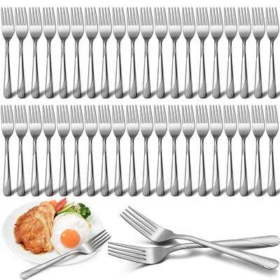 Yiyiring 50 Pieces Stainless Steel Forks Silverware Set 6.7 Inches Dinner Forks Bulk Flatware Forks Salad Forks Table Forks Set Mirror Polished Dishwasher Safe Use for Home Kitchen and Restaurant