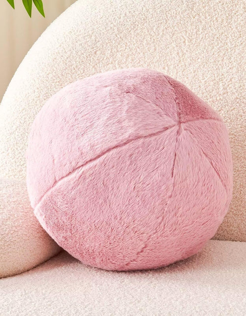 Load image into Gallery viewer, Uvvyui Dusty Pink Ball Pillow Cute Mini Round Throw Pillow Faux Rabbit Fur Room Decorative Throw Pillow Ball Shaped Pillow Plush Cushion for Couch Sofa Bedroom
