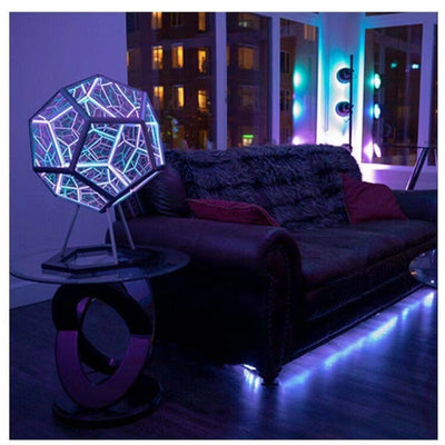 3D Cube Light Creative Cool Infinite Dodecahedron Nightlight Colorful Art Light USB Nightlight Girls Birthday Christmas Gift