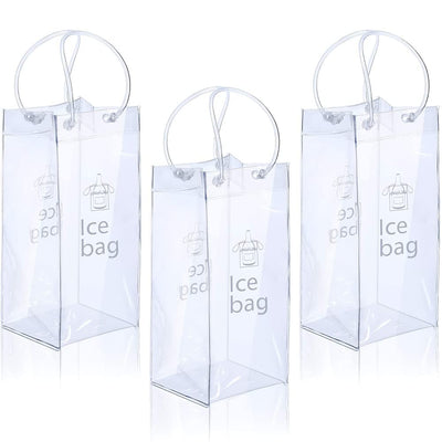 Ice Wine Bag Portable Collapsible Clear Wine Pouch Cooler with Handle for PartyOutdoorChampagneCold BeerWhite WineChilled BeveragesIced Drinks 3 Pack (3)