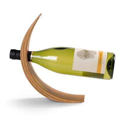 Somonka-L Single Wine Bottle Holder Natural Bamboo Personalized Wine RackSelf Balancing Display Wine Rack On Tabletop Cabinet Etc
