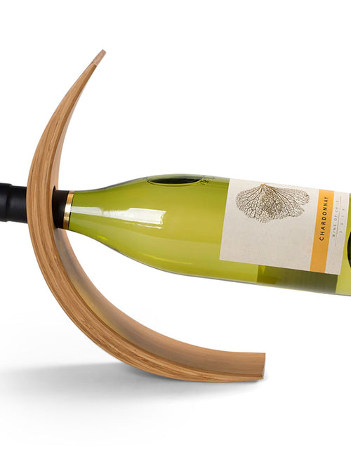 Load image into Gallery viewer, Somonka-L Single Wine Bottle Holder Natural Bamboo Personalized Wine RackSelf Balancing Display Wine Rack On Tabletop Cabinet Etc
