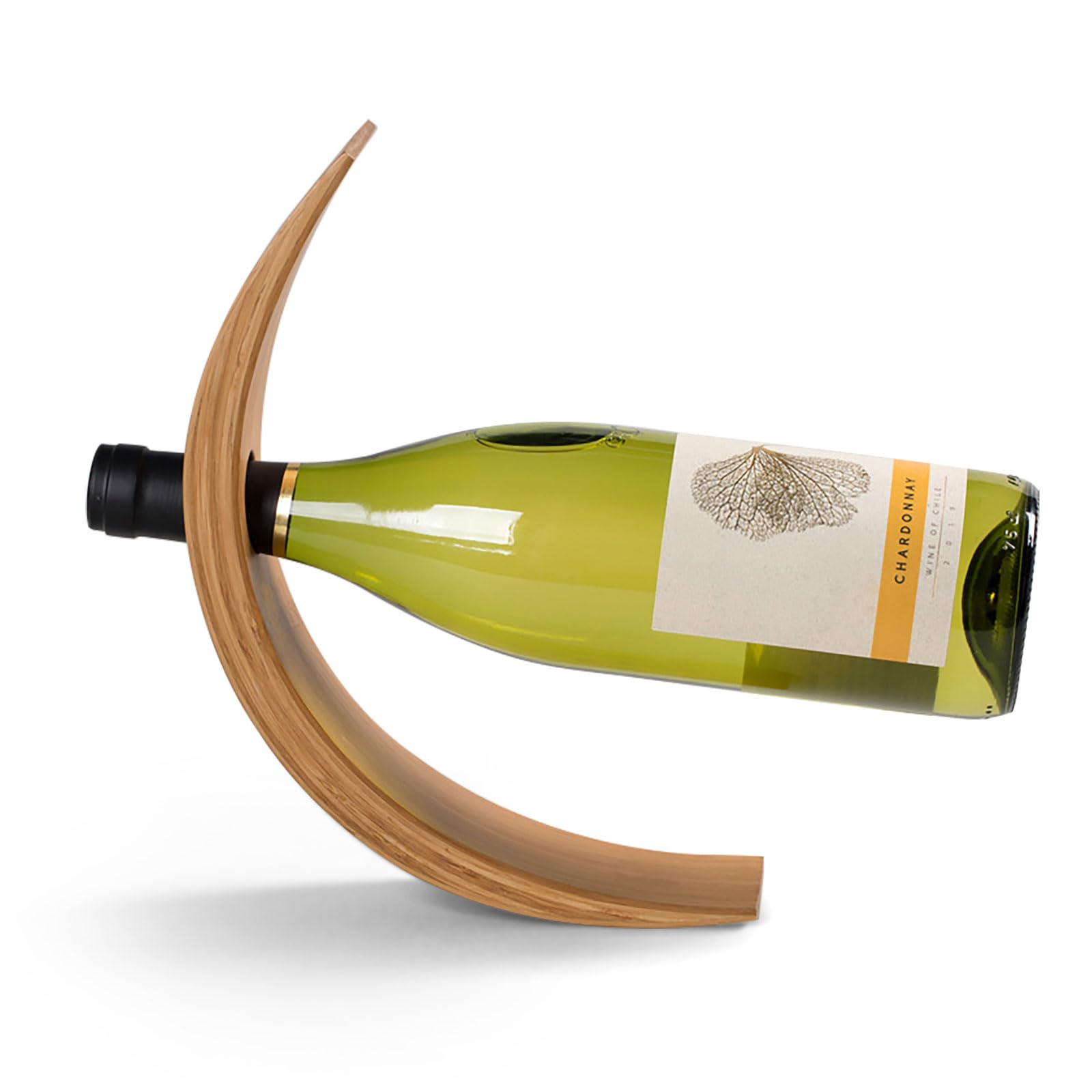 Somonka-L Single Wine Bottle Holder Natural Bamboo Personalized Wine RackSelf Balancing Display Wine Rack On Tabletop Cabinet Etc