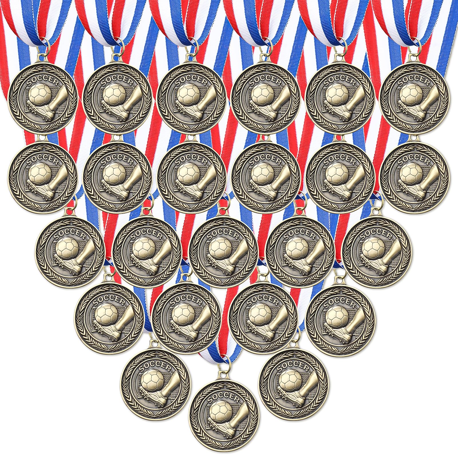 RoundFunny 12 médailles de récompense Médailles de vainqueur Médailles d'or en vrac Prix d'or pour compétitions sportives Fête 5 cm (Football)