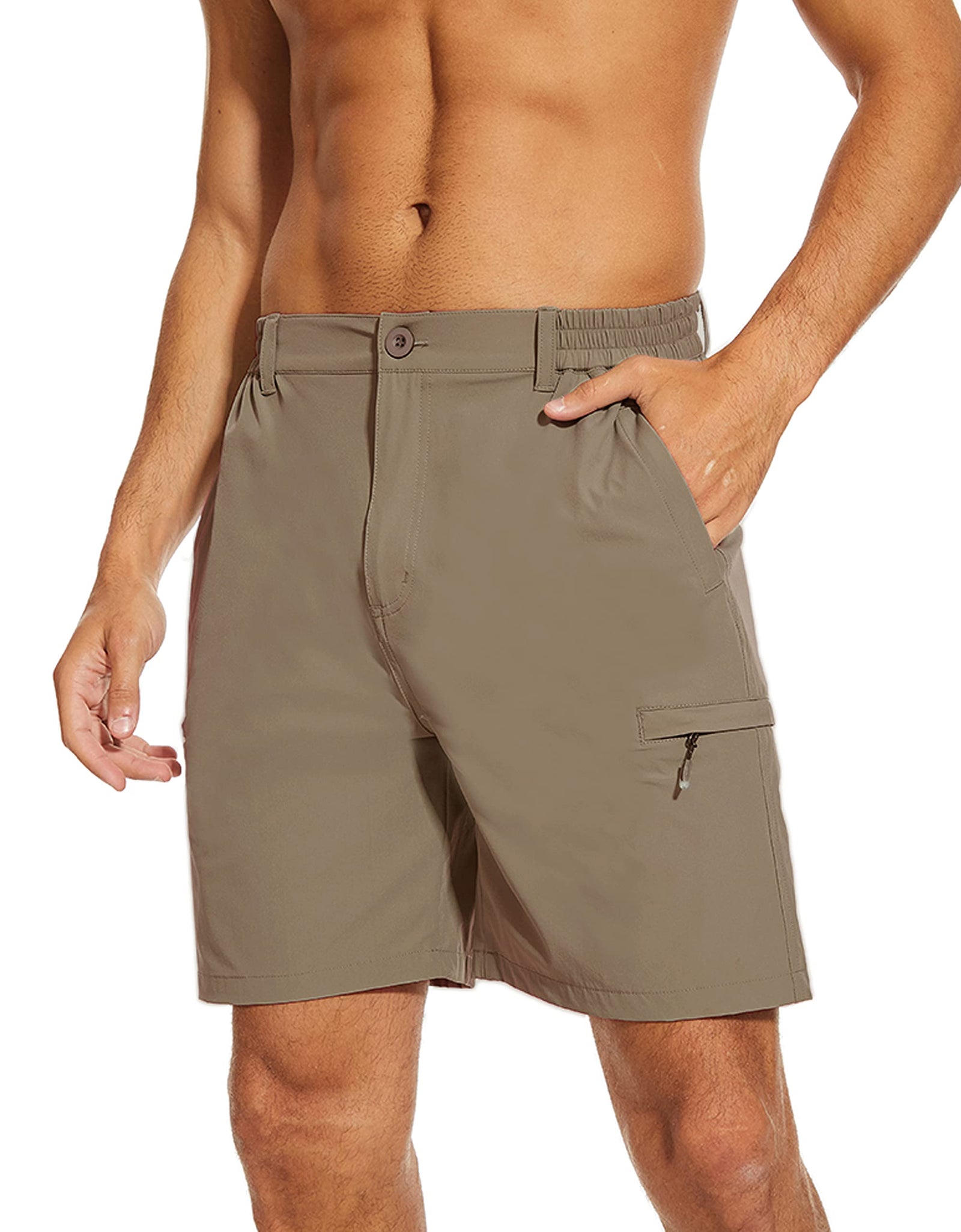 NATUVENIX Hiking Shorts Men Quick-Dry Fishing Shorts for Men Lightweight Stretch Work Shorts Causal Travel Dark Khaki