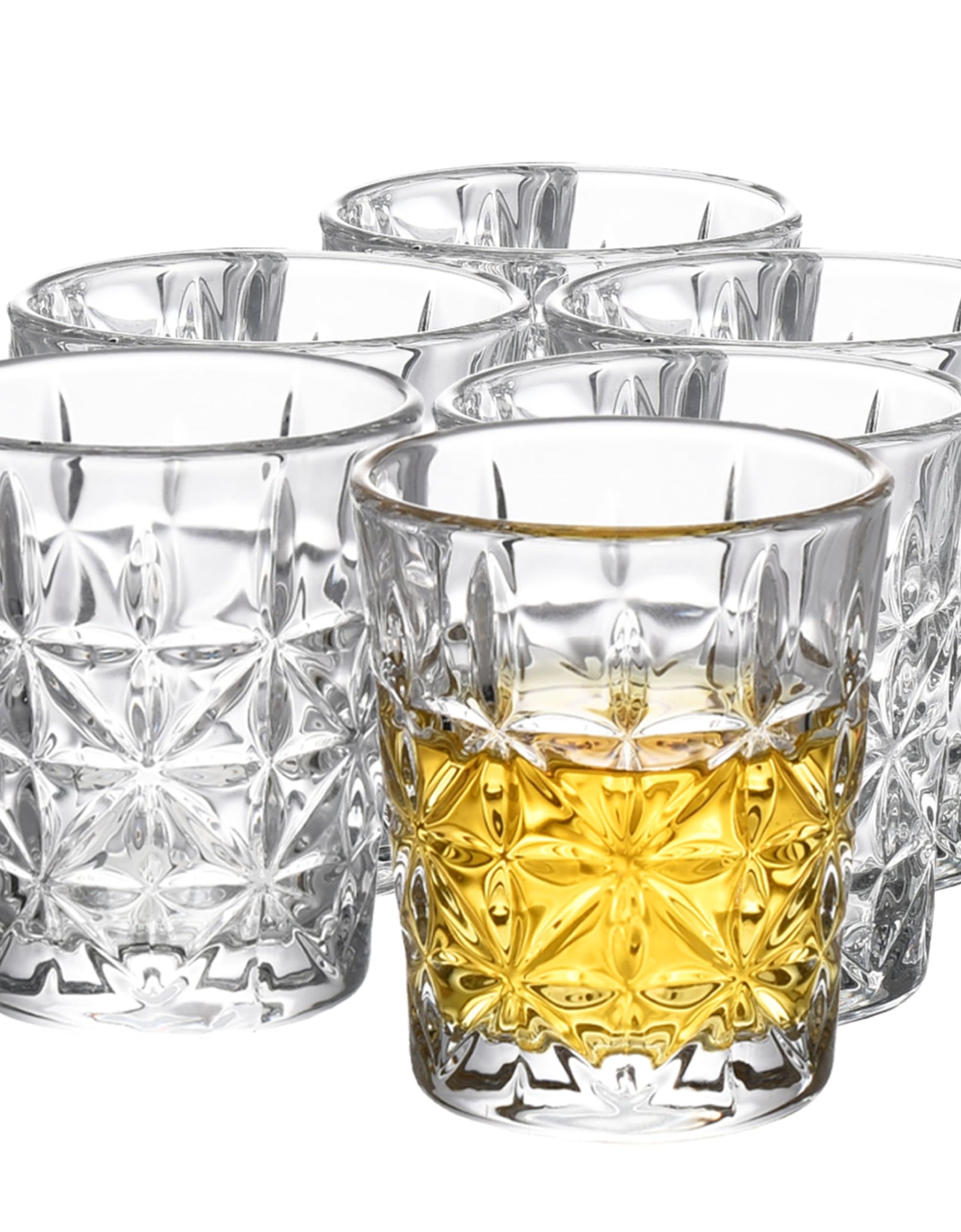 Regal Trunk Crystal Shot Glasses set of 6 - Premium Tall Shot Cocktail Glasses (2 oz) - Glass For Drinking Liquor Tequila Bourbon Scotch and Cognac