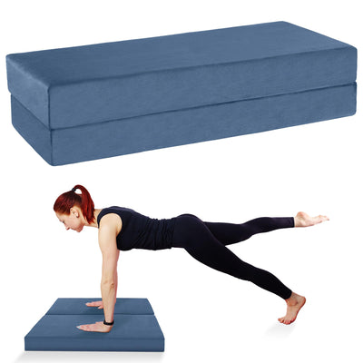 MABOZOO Traversin de yoga pliable Traversin de yoga rectangulaire pour le yoga réparateur et la méditation Coussin de soutien de yoga professionnel Coussin de méditation avec housse lavable (65 x 25 x 15 cm en bleu)