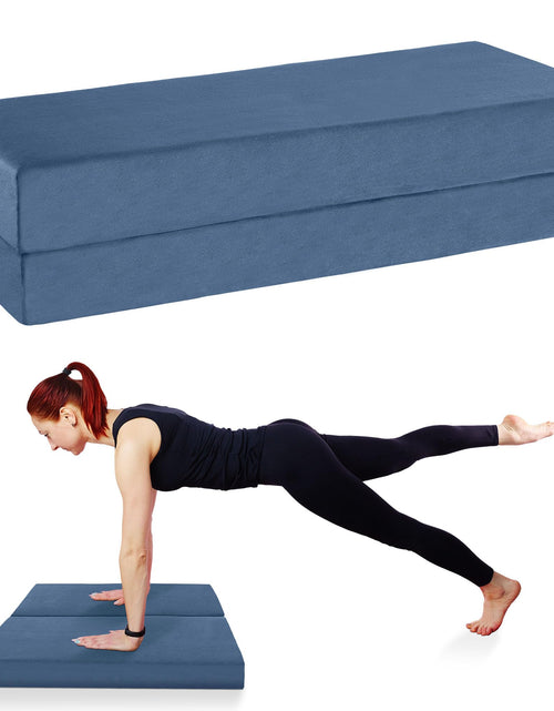 Cargar imagen en el visor de la galería, Almohada de refuerzo de yoga plegable MABOZOO, refuerzo de yoga rectangular para yoga restaurativo y meditación, almohada de apoyo de yoga profesional, cojín de meditación con funda lavable (65 x 25 x 15 cm, azul)
