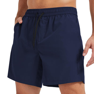 Surenow Mens Athletic Shorts Lightweight Breathable Running Shorts with Zipper Pockets Quick Dry Gym Workout Shorts for Men Navy Blue