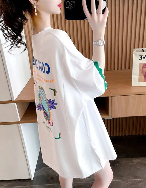 Load image into Gallery viewer, Patchwork Print Oversized Women&#39;s Casual T-Shirts
