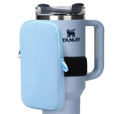 fruui Bolsa de Botella de Agua Para Vasos Stanley Accesorios de Gimnasio Para Mujeres Compatible Con Stanley Quencher Adventure 40oz & IceFlow 20/30oz Bolsillo Exterior Para Teléfono Tarjetas Llaves Dinero en Efectivo (Azul)