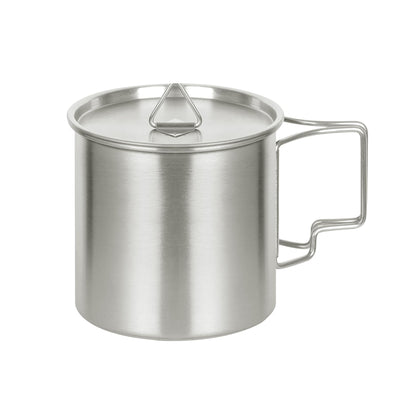 SXSHUOSI Stainless Steel Water Cup Camping Cup Coffee Cup Mug with Handle Foldable Water Cup with Lid Outdoor Mug (350ML)