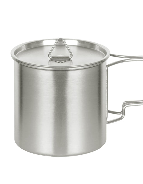 Load image into Gallery viewer, SXSHUOSI Stainless Steel Water Cup Camping Cup Coffee Cup Mug with Handle Foldable Water Cup with Lid Outdoor Mug (350ML)
