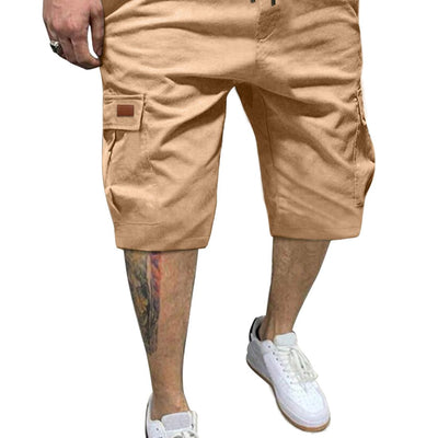 HUNGSON Mens Cargo Shorts Elastic Waist Relaxed Fit Cotton Casual Outdoor Lightweight Work Shorts with Multi Pockets