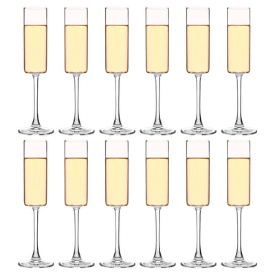 YANGNAY Cylinder Champagne Flutes Champagne Flute Glass Set of 12 Clear Champagne glasses for Party Home Restaurant Use 6 oz Capacity