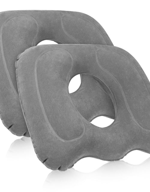 Load image into Gallery viewer, Leinuosen 2 Pcs Inflatable Seat Cushion 18.1 x 15.7 x 4.7 Portable Lift Donut Pillow Height Adjustable Hemorrhoid Pillow for Tailbone Back Pain Bed Sore Home Car Chair Wheelchair Sitting Gray
