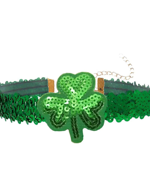 Cargar imagen en el visor de la galería, COLORFUL BLING Gargantilla Chunky Ancha de Encaje Sexy Terciopelo Grueso Collar Corto Brillante con Diamantes de Imitación Lentejuelas de Metal Gargantilla de Fiesta Disfraz Joyería para Mujeres-Verde St.

