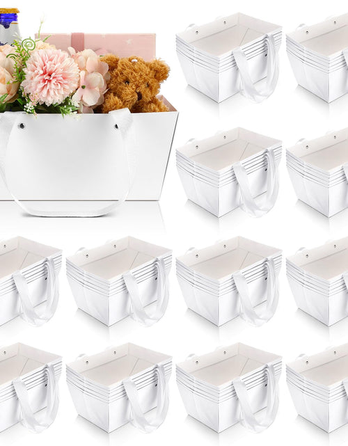 Cargar imagen en el visor de la galería, Glenmal 72 cestas de regalo vacías de papel kraft con asas de 9.8 x 6.5 x 4.3 pulgadas, cestas de regalo vacías para rellenar, para paquetes de regalo, envoltura, bodas, fiestas, Navidad, San Valentín (blanco)
