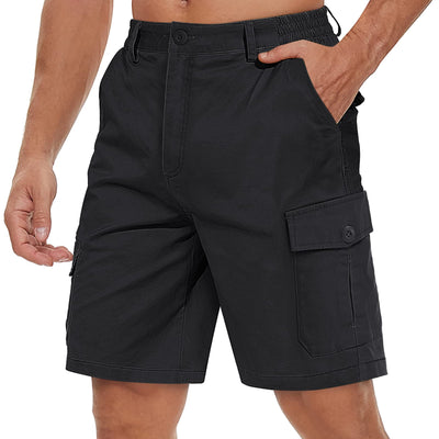 TACVASEN Mens Cargo Shorts Casual Work Shorts Golf Cotton Shorts Fishing Shorts Quick-Dry Shorts Tactical Short Hiking Shorts Black