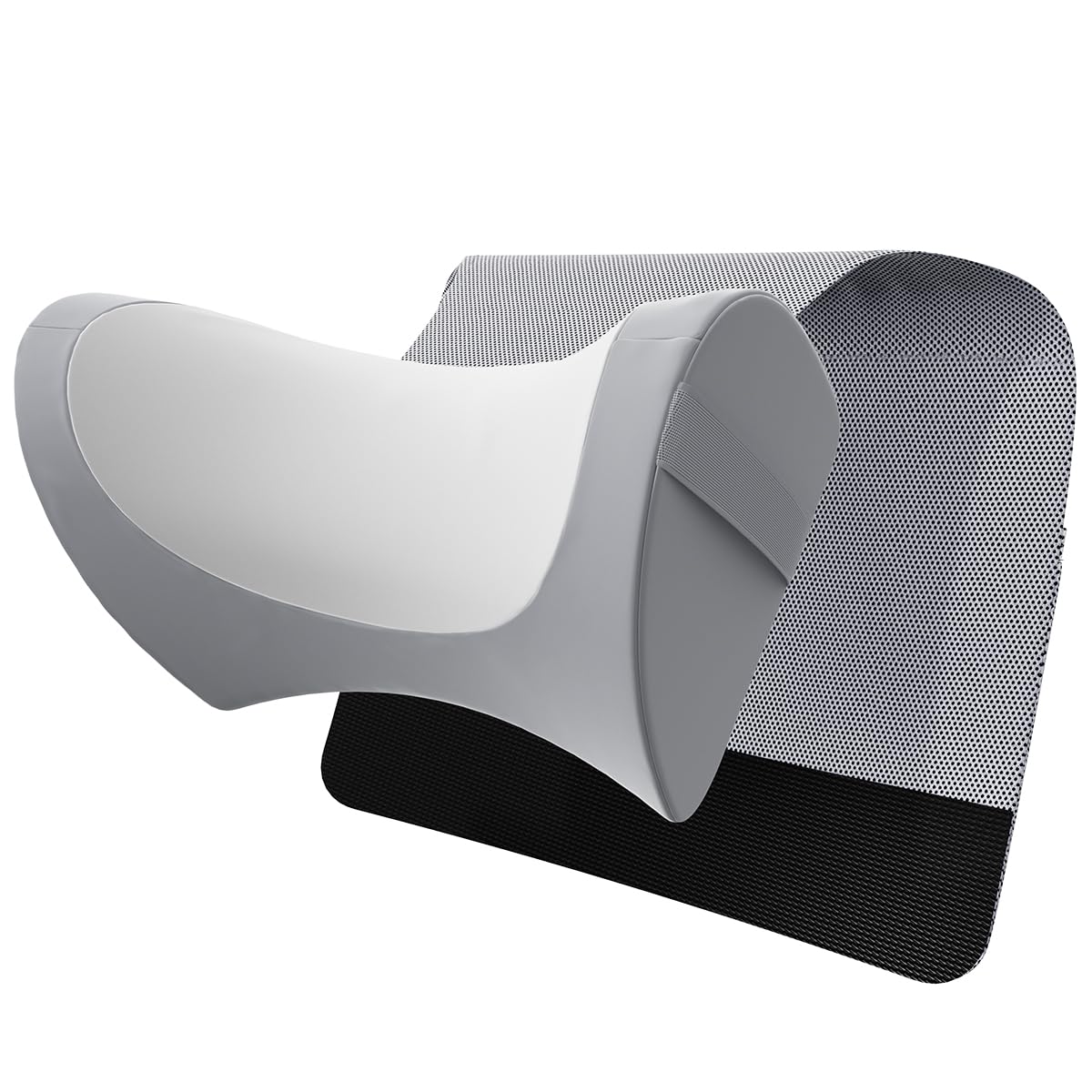 PouHenier.jh Almohada ergonómica para reposacabezas de sillón reclinable, cojín de apoyo para el cuello de espuma viscoelástica suave con velcro antideslizante ajustable para dormir en el sofá, con bolsillo de almacenamiento extra (gris)