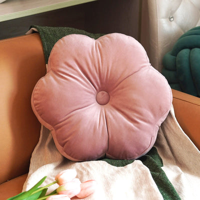 Coussin décoratif en velours en forme de fleur ARTMAGIC, coussin de sol ultra doux et mignon pour canapé-lit (rose poudré)
