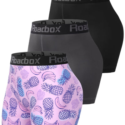 Roadbox 4" Womens Volleyball Spandex Shorts 3 Pack Womens Lightweight Compression Shorts Athletic Shorts for Biker Workout Running Yoga