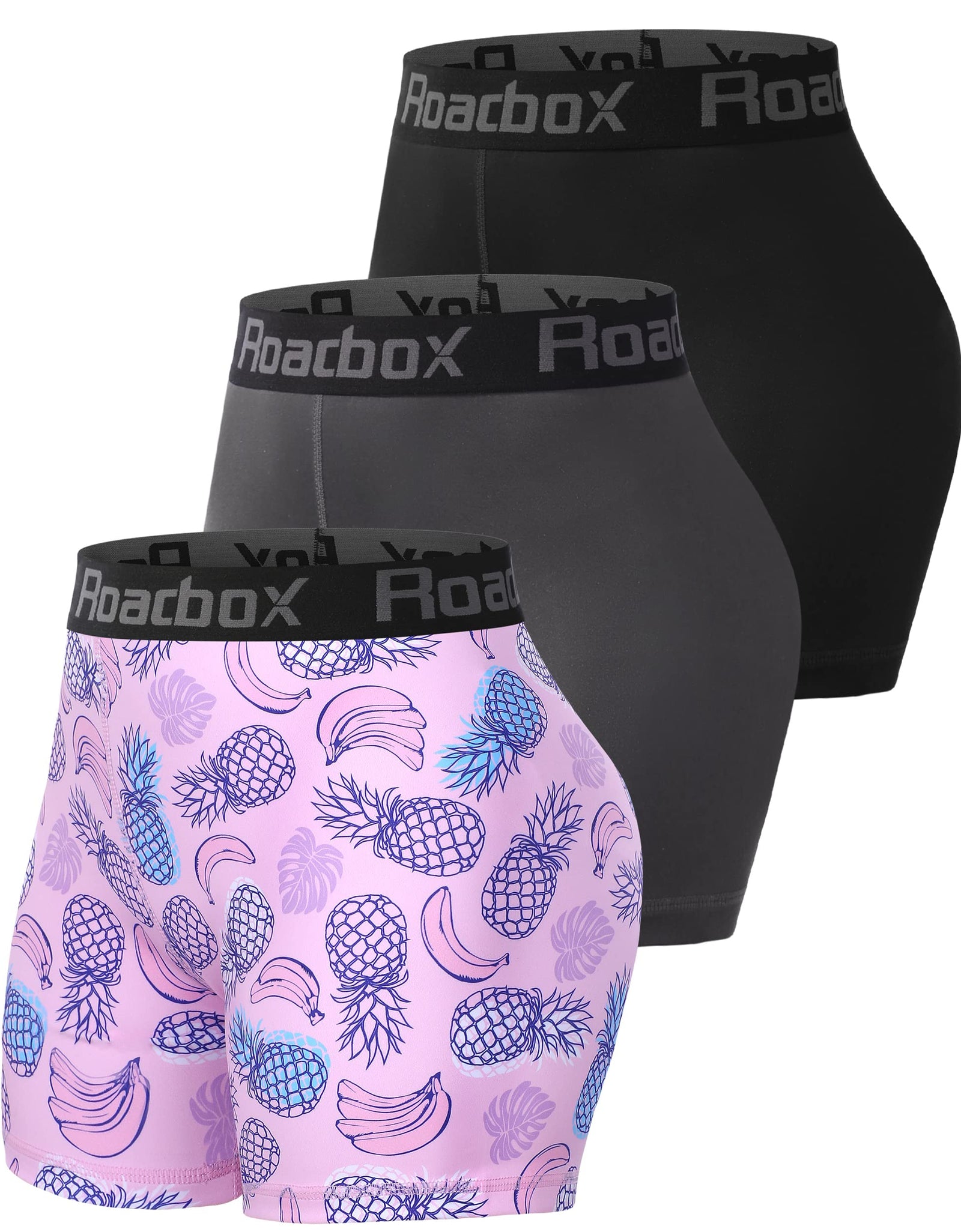 Roadbox 4" Womens Volleyball Spandex Shorts 3 Pack Womens Lightweight Compression Shorts Athletic Shorts for Biker Workout Running Yoga
