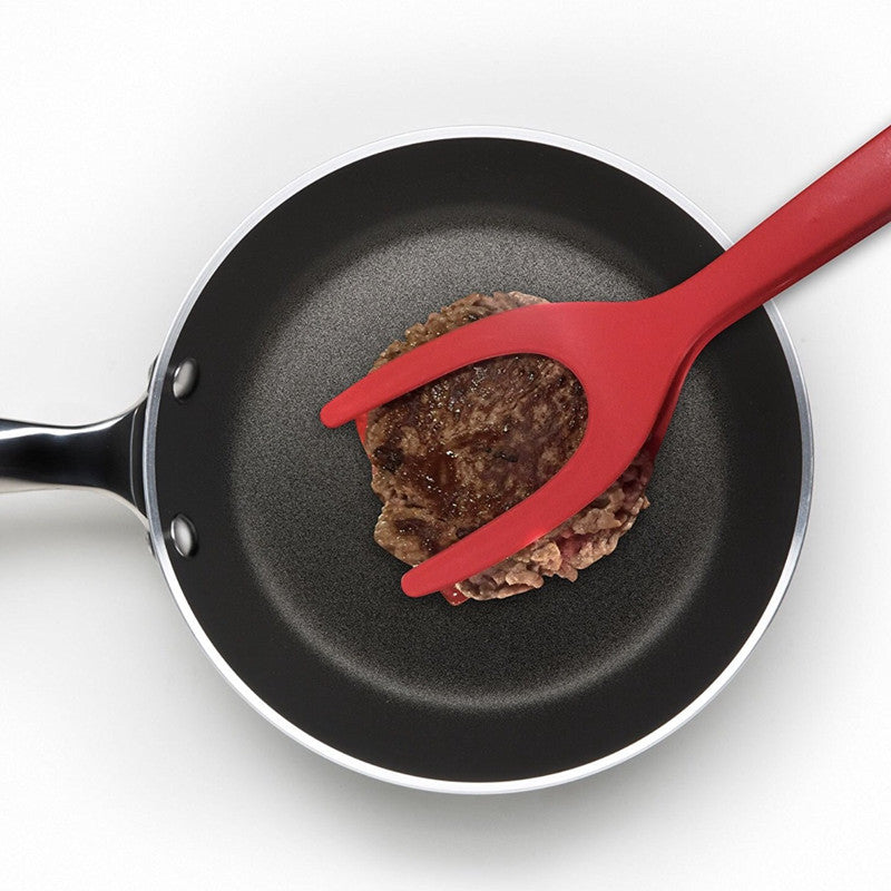 Pinzas 2 en 1 para sujetar y voltear huevos, pinzas para espátula, pinzas para panqueques, huevo frito, tostadas francesas, tortilla, accesorios de cocina invertidos