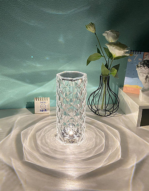 Load image into Gallery viewer, Nordic Crystal Lamp USB Table Lamps Bedroom Touch Dimming Atmosphere Diamond Night Light Rose Projector Lamp Decor
