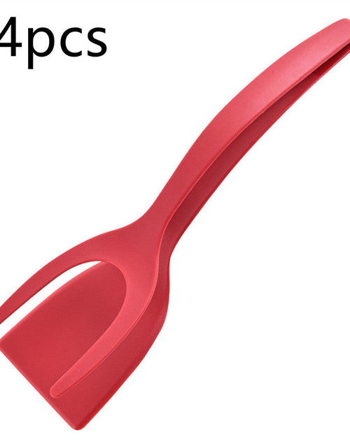 Cargar imagen en el visor de la galería, Pinzas 2 en 1 para sujetar y voltear huevos, pinzas para espátula, pinzas para panqueques, huevo frito, tostadas francesas, tortilla, accesorios de cocina invertidos
