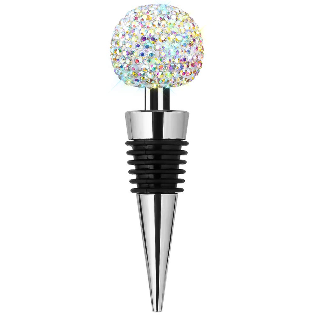 Soleebee Bling Decorative Wine StoppersWine Bottle Stopper with Crystal Rhinestone Beverage Bottle Stoppers for Gifts Bar Holiday Party Wedding (Pink)