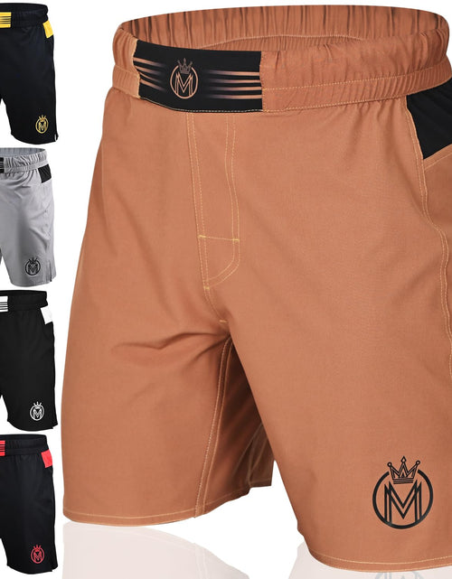 Load image into Gallery viewer, MoneyFyte MMA Shorts &amp; BJJ Shorts Men UFC Grappling Fight Shorts for Boxing Kickboxing Muay Thai 7" Cross Training Workout Brown
