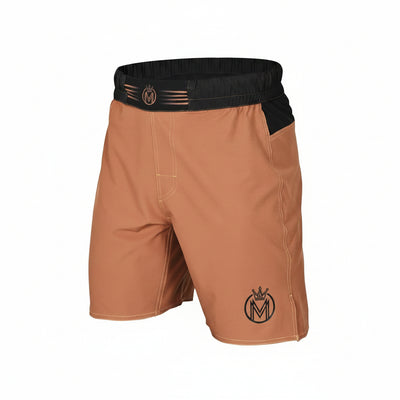 MoneyFyte MMA Shorts & BJJ Shorts Men UFC Grappling Fight Shorts for Boxing Kickboxing Muay Thai 7" Cross Training Workout Brown