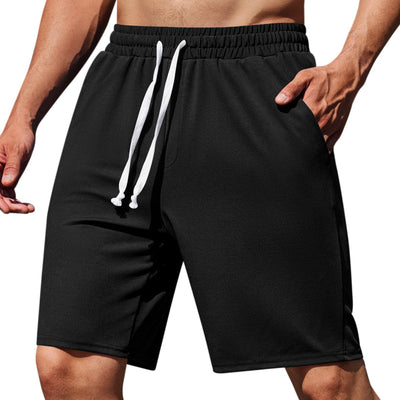 COOFANDY Mens Black Shorts 9" Exercise Shorts Elastic Waist Knit Shorts with Pockets Black XL