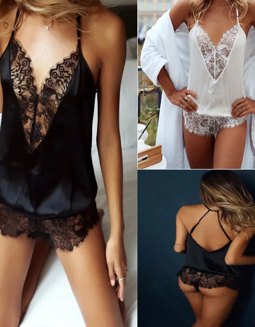 Charger l'image dans la visionneuse de galerie, Body short sexy en dentelle à col en V Passion Lingerie

