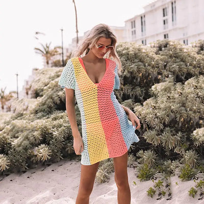 Hollow Out Multi-Color Cover-Up Swimwear