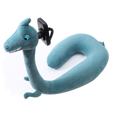 Neck Phone Holder 360 Degree Rotation U Shaped Pillow Phone Bracket Cute Animal Soft Neck Cushion Phone Stand Lazy Phone Pillow Holder Bracket Multi-Functional Phone Stand(Blue)