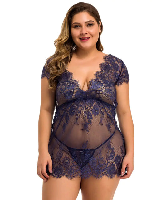 Load image into Gallery viewer, Lace Plus Size Lingerie and Sleepwear Set
