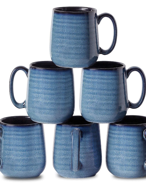 Load image into Gallery viewer, Tikooere Ceramic Coffee Mugs Set 12 oz Coffee Cups Set of 6 with Big Handle Stoneware Coffee Mugs for Tea Milk Cereal Porcelain Mugs for Holidays Gift Dishwasher &amp; Microwave Safe Blue
