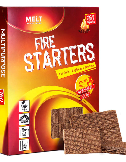Load image into Gallery viewer, Fire Starter Squares 160 pcs - Fire Starters for Campfires Grill Outdoor Fire Pit Fireplace BBQ - Fire Starter Kit Water Resistant &amp; Odorless - Camping Accessories
