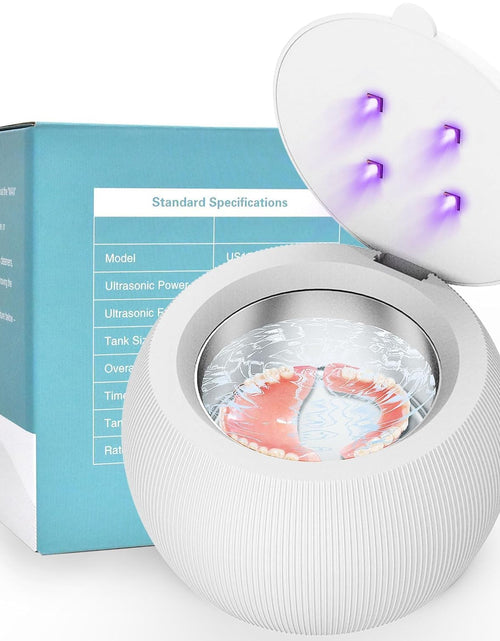 Load image into Gallery viewer, Voraiya Ultrasonic UV Cleaner for Dentures Aligner Retainer Whitening Trays Night Dental Mouth Guard Toothbrush Head Ultrasonic Jewelry Cleaner Machine for all dental Appliances Diamon (White)

