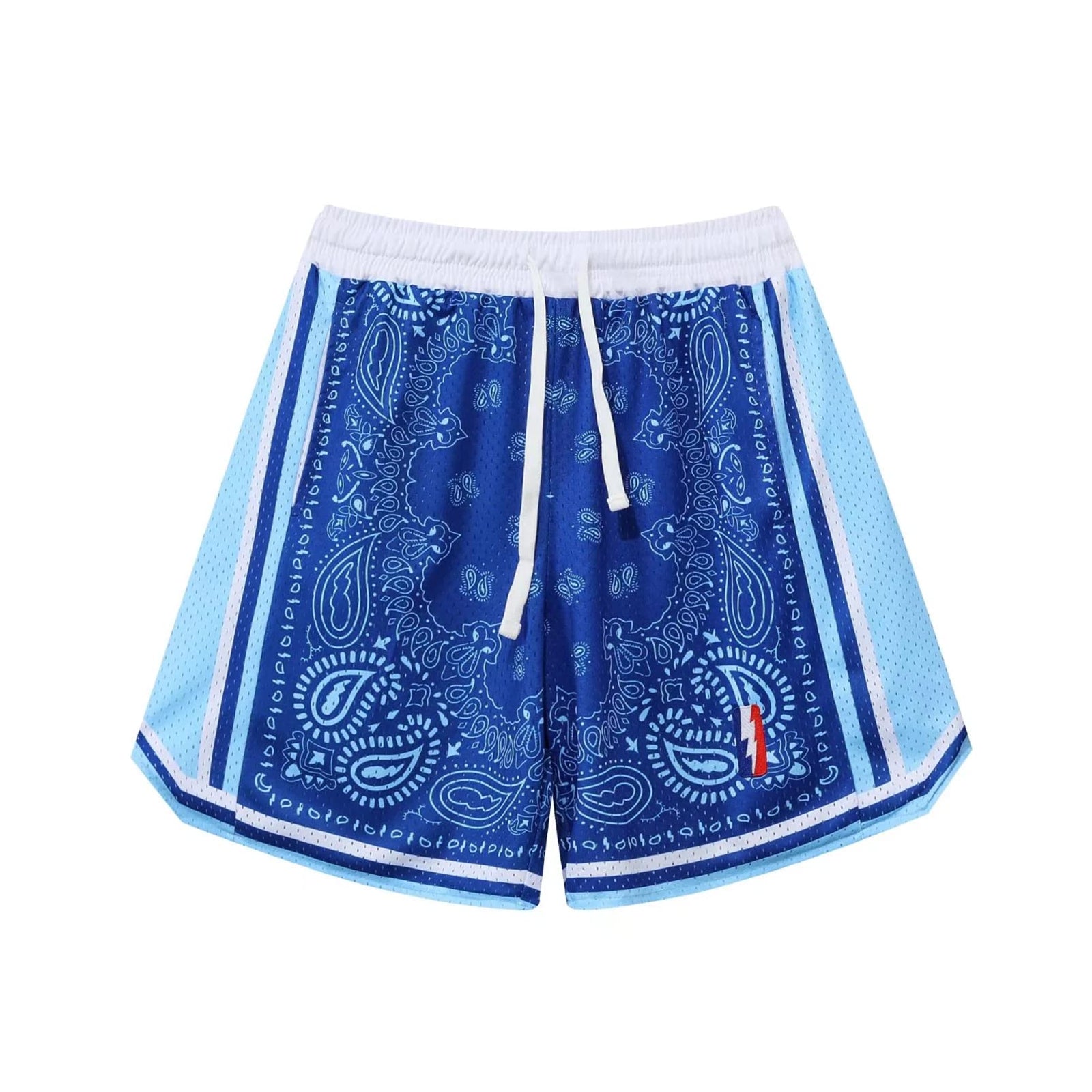 BOOMLEMON Mens Basketball Shorts Workout Athletic Paisley Shorts Mesh Print Running Short Pants(Blue S)